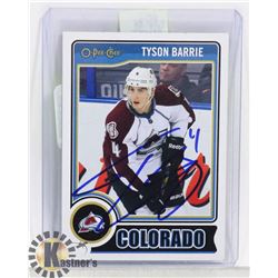 TYSON BARRIE COLORADO AVALANCHE SIGNED CARD.