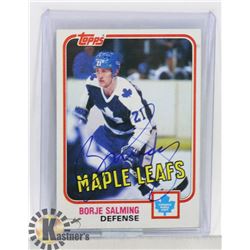 BORJE SALMING TORONTO MAPLE LEAFS SIGNED CARD