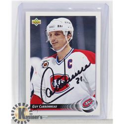 GUY CARBONNEAU MONTREAL CANBADIENS SIGNED CARD