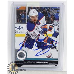 MATTHEW BENNING SIGNED EDMONTON OILERS CARD