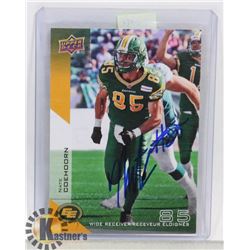NATE COEHOORD SIGNED EDMONTON ESKIMOS CARD.