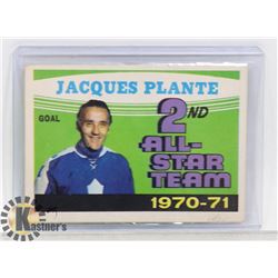 JACQUES PLANTE TORONTO MAPLE LEAFS 71-72 OPC CARD