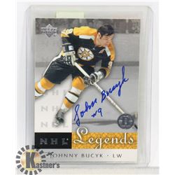 JOHN BUCYK BOSTON BRUINS SIGNED CARD.