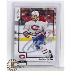 ANDREW SHAW MONTREAL CANADIENS SIGNED CARD.