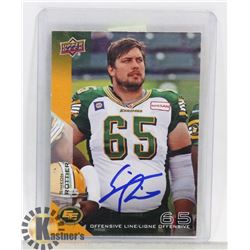SIMEON ROTTIER EDMONTON ESKIMOS SIGNED CARD