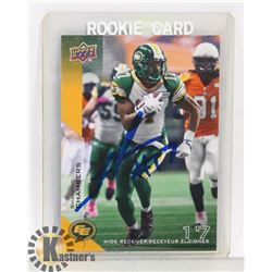 SHAMAWD CHAMBERS SIGNED EDMONTON ESKIMOS CARD