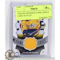 VIKTOR ARVIDSON GAME JERSEY CARD 18-19 UD