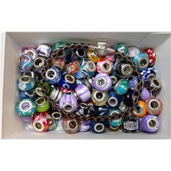 10)  LOT OF 100 PANDORA STYLE BEADS AND
