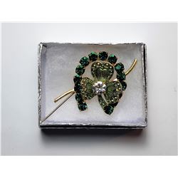 16)  VINTAGE CZECH EMERALD GREEN AND