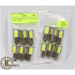 LOT OF 12 NEW RV/AUTO LED BULBS - COOL WHITE