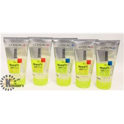 BAG OF 5 ASSORTED LOREAL HAIR GEL.