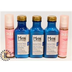 BAG OF 3 COCONUT SHAMPOO AND 2 WAVE SPRAY.