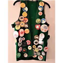 22)  VINTAGE FELT VEST WITH DOZENS OF