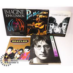 BOX OF 5 BEATLES HARD COVER BOOKS.