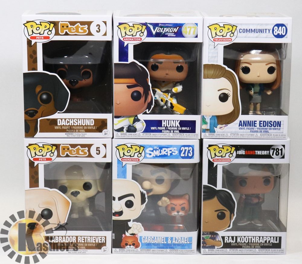 LOT OF 6 ASSORTED FUNKO POP VINYL FIGURES.