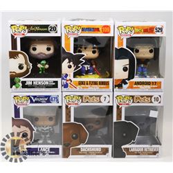 LOT OF 6 ASSORTED FUNKO POP VINYL FIGURES.