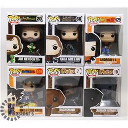 LOT OF 6 ASSORTED FUNKO POP VINYL FIGURES.