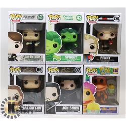 LOT OF 6 ASSORTED FUNKO POP VINYL FIGURES.