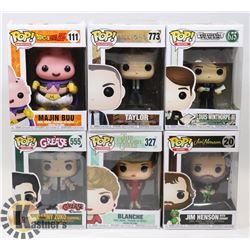 LOT OF 6 ASSORTED FUNKO POP VINYL FIGURES.