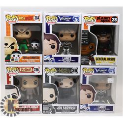 LOT OF 6 ASSORTED FUNKO POP VINYL FIGURES.
