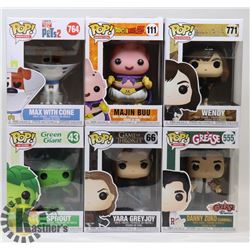 LOT OF 6 ASSORTED FUNKO POP VINYL FIGURES.