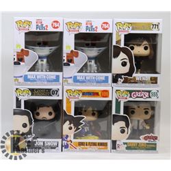 LOT OF 6 ASSORTED FUNKO POP VINYL FIGURES.