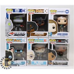 LOT OF 6 ASSORTED FUNKO POP VINYL FIGURES.