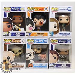 LOT OF 6 ASSORTED FUNKO POP VINYL FIGURES.