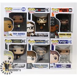 LOT OF 6 ASSORTED FUNKO POP VINYL FIGURES.