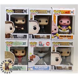 LOT OF 6 ASSORTED FUNKO POP VINYL FIGURES.