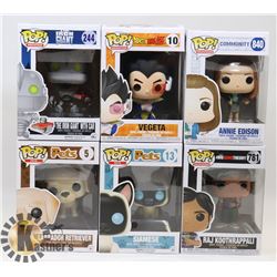 LOT OF 6 ASSORTED FUNKO POP FIGURES.