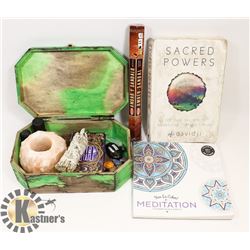 TAROT BOX, INCLUDING TAROT CARDS, WHITE SAGE,