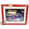 Image 1 : VINTAGE CARS AT DRIVE IN FRAMED PICTURE