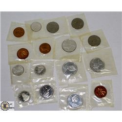 LOT OF 16 ASSORTED CANADIAN 1964 PROOF LIKE COINS.