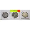Image 1 : LOT OF 3 CANADIAN SILVER DOLLAR COINS.