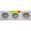 Image 1 : LOT OF 3 CANADIAN SILVER DOLLAR COINS.