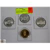 Image 1 : LOT OF 4 CANADIAN SILVER DOLLAR COINS.