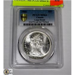 1966 CANADIAN PCGS MS64 $1 COIN