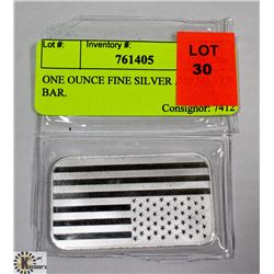 ONE OUNCE FINE SILVER .999 SILVER BAR.