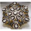 Image 1 : 3) GILT STERLING SILVER TWO TONE DIAMOND RING,