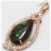 Image 3 : 6) 14K ROSE GOLD AMMOLITE AND DIAMOND PENDANT,
