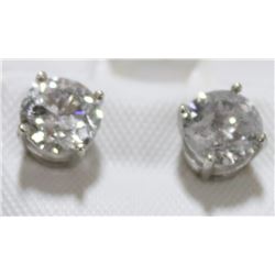 8) 14K WHITE GOLD DIAMOND STUD EARRINGS,