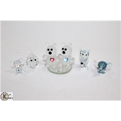 LOT OF 5 CRYSTAL AND GLASS FIGURES