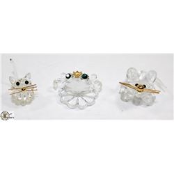 24KT GOLD CRYSTAL HANDBLOWN CAT, FROG, MOUSE