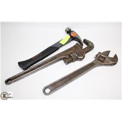 HAMMER WITH CRESCENT WRENCH AND PIPE WRENCH