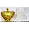 Image 1 : AMBER PINWHEEL CRYSTAL CANDY DISH AND CRYSTAL