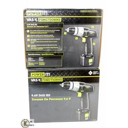 LOT OF 2 NEW POWER IT! 9.6V DRILL KITS