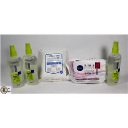 BAG OF LOREAL LIQUID GEL AND ASSORTED CLEANSING