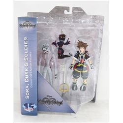 KINGDOM HEARTS SORA, DUSK & SOLDIER ACTION FIGURES