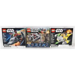 LOT OF 3 LEGO STAR WARS KITS.